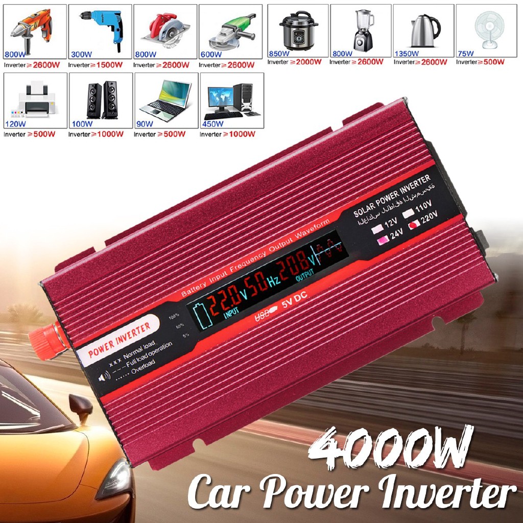 Bộ Chuyển Đổi Điện 12 / 24V Sang Ac 220 / 110V 4000W Cho Xe Hơi