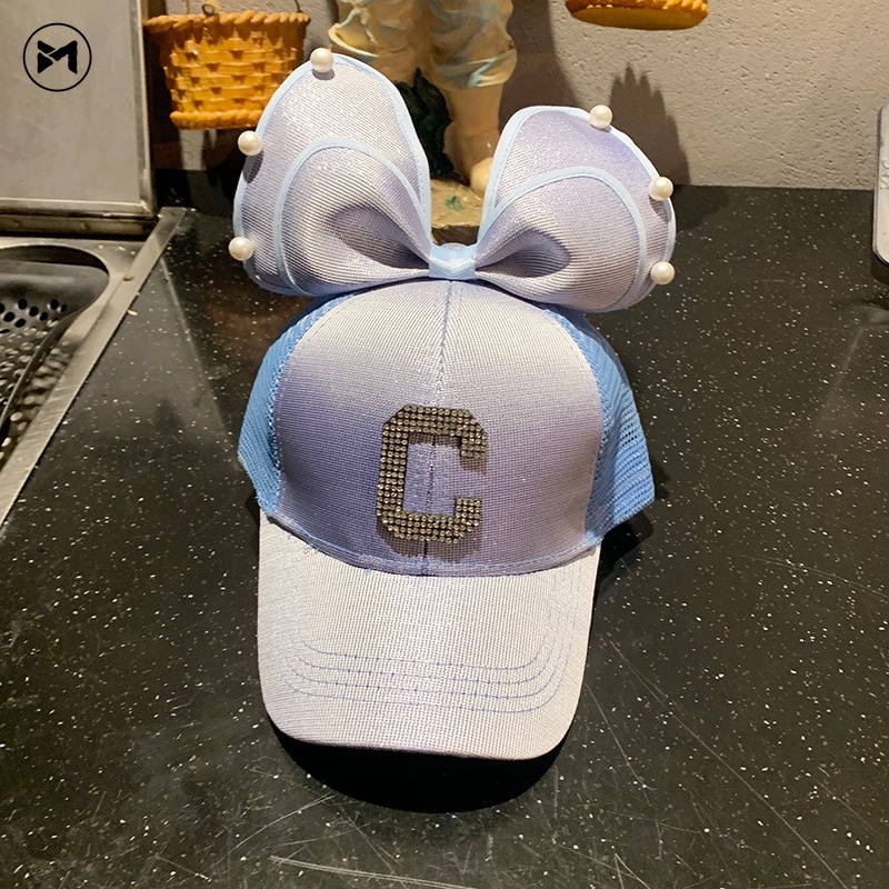 Nón Lưỡi Trai Phối Lưới Thoáng Khí Đính Nơ Dễ Thương Cho Bé Gái