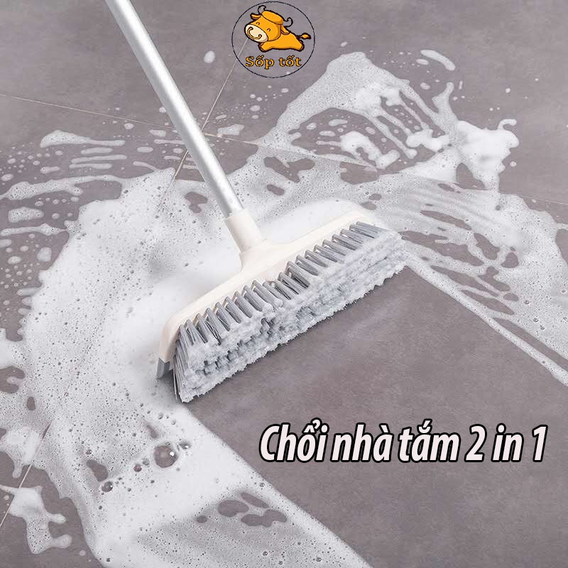 Chổi quét sàn nhà tắm đánh rửa nhà vệ sinh inox tiện lợi 2 trong 1 đa năng GD14