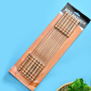 Set 12 Que Xiên Thịt Nướng Bằng Thép Không Gỉ Tay Cầm Gỗ Dài 30cm