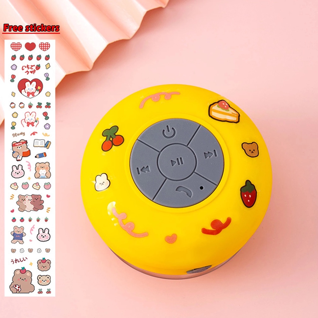 Loa bluetooth không dây gắn tường nhà tắm chống thấm nước nhỏ gọn tiện dụng kèm hình dán dễ thương