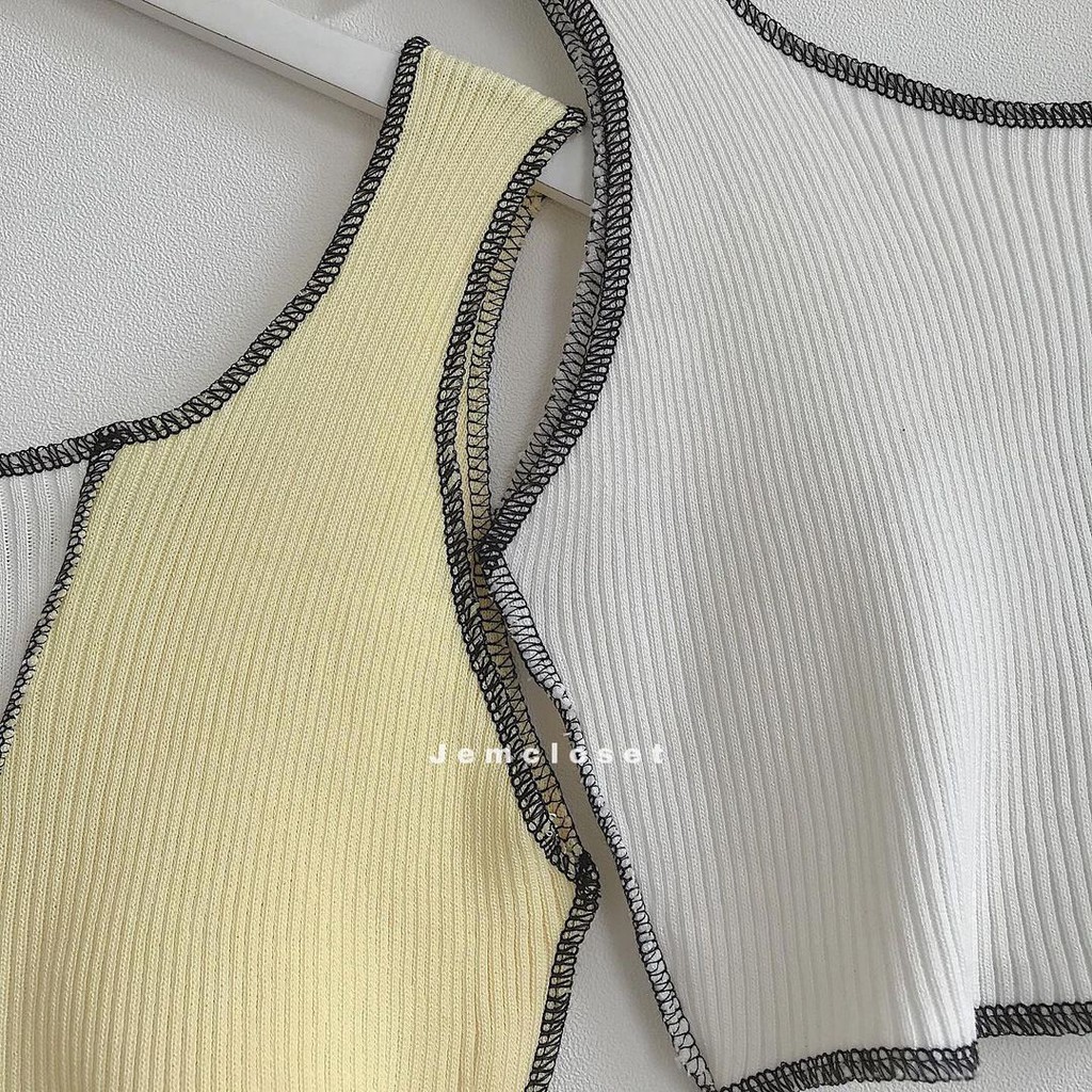 Áo croptop Anni chỉ viền - 10072 (Jemcloset)