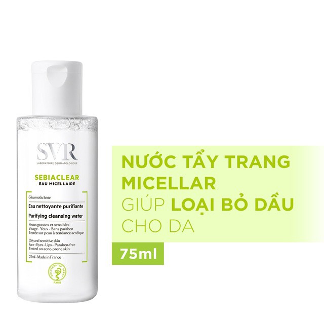 Nước làm sạch da, tẩy trang và giúp loại bỏ dầu cho da SVR SEBIACLEAR Eau Micellaire 75ml