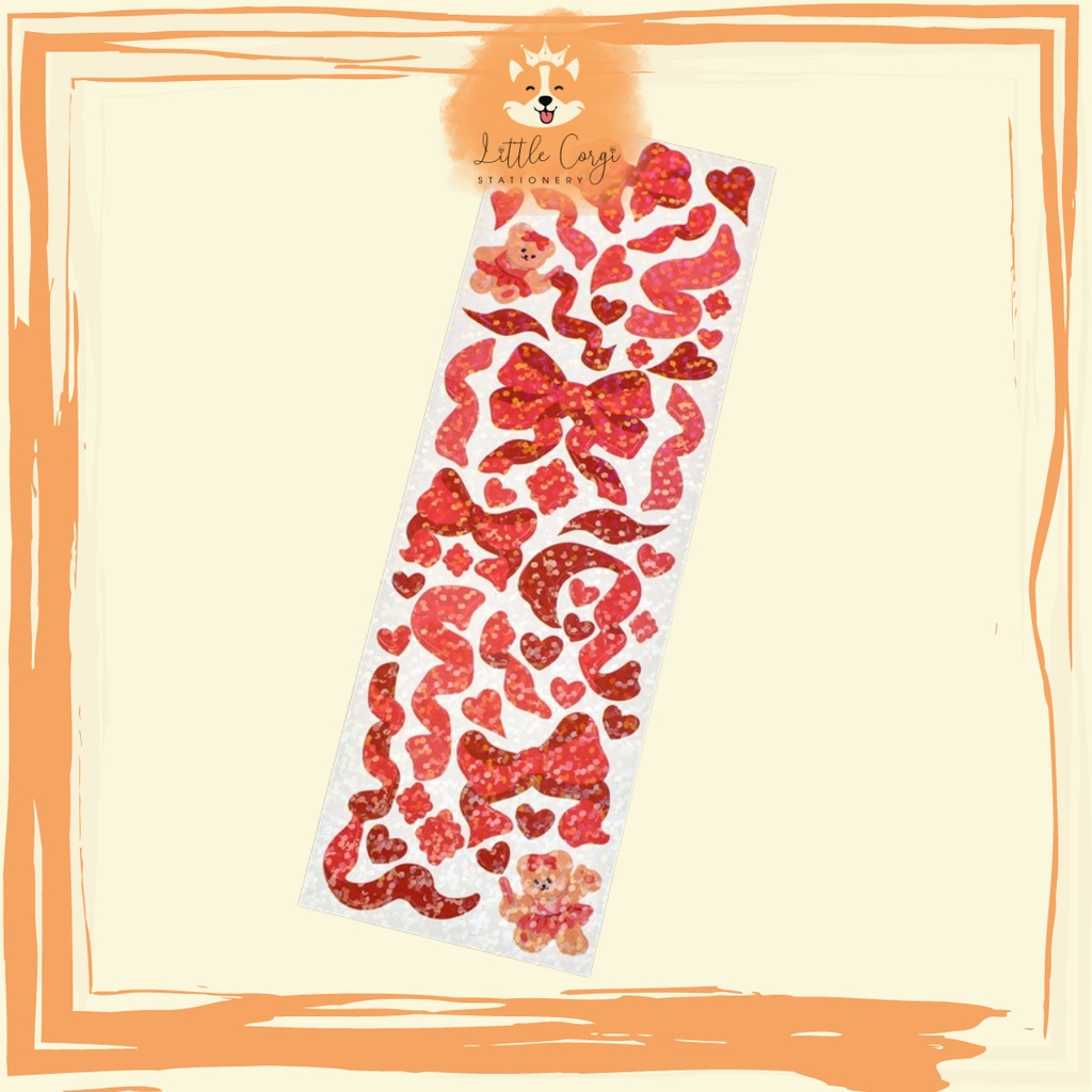 Nhãn dán sticker hologram flowertree, hình dán lấp lánh ruy băng trang trí sổ tay, toploader, card