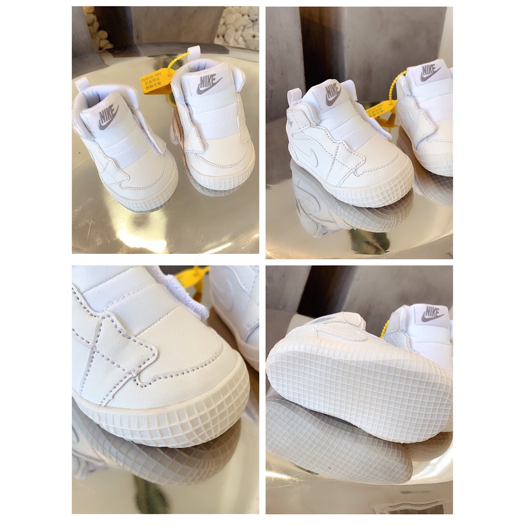 276*hàng Có Sẵn * Giày Nike Air Jordan1 AJ1 Cổ Cao Hở Ngón Màu Đen Làm Quà Tặng Cho Bé Từ 4-12 Tháng