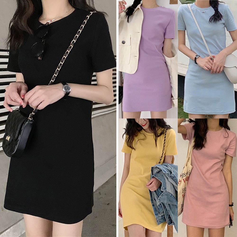 Đầm Ôm Dáng Chữ A Tay Ngắn Phong Cách Hàn Quốc