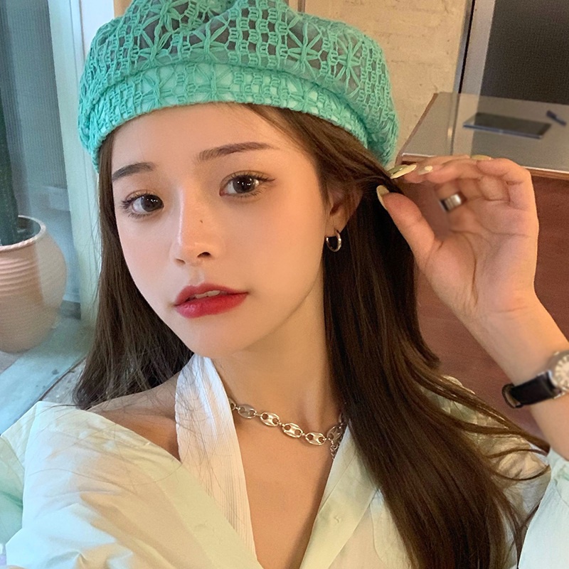 Mũ Nồi Phối Ren Lỗ Thoáng Khí Thời Trang Mùa Hè Cho Nữ