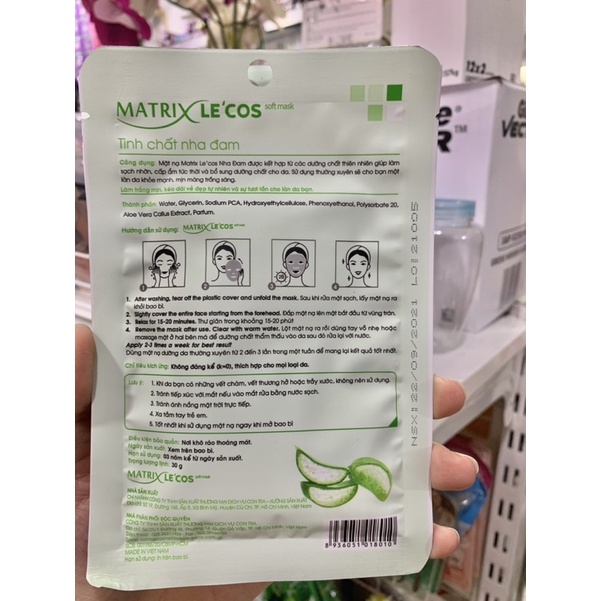 mặt nạ MATRIC nha đam dưỡng trắng da ,mềm mịn da,cân bằng độ ẩm