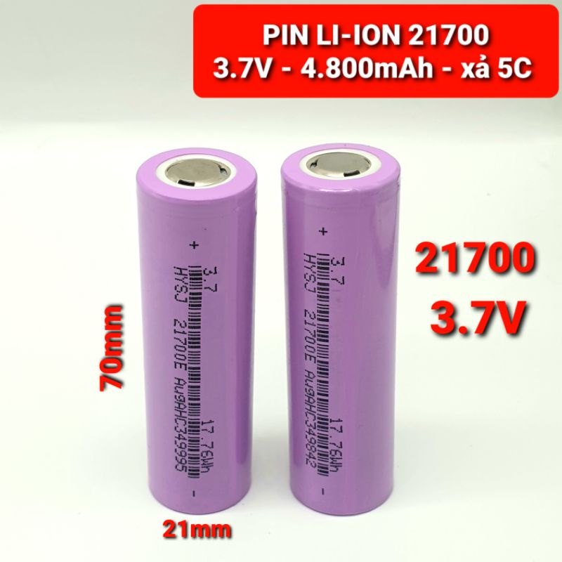 PIN SẠC LITHIUM 21700 - 4800mah Xả 5C(25A) - 3.7V MÀU NGẪU NHIÊN & KHÔNG CHỮ