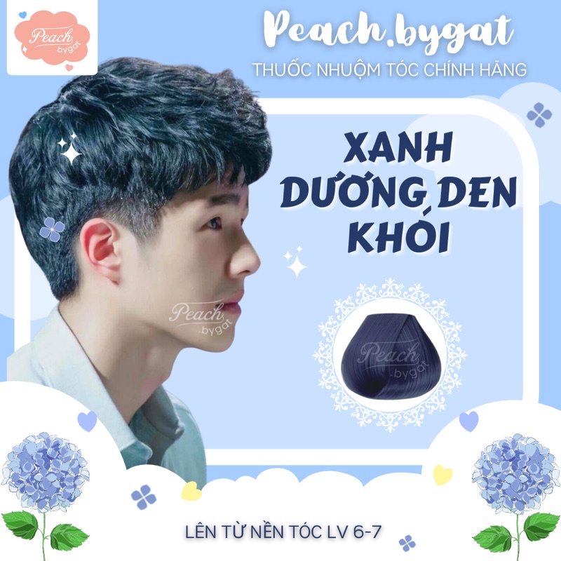 Thuốc nhuộm tóc Nam màu Xanh Dương Đen Khói không cần sử dụng thuốc tẩy tóc của Peach.bygat