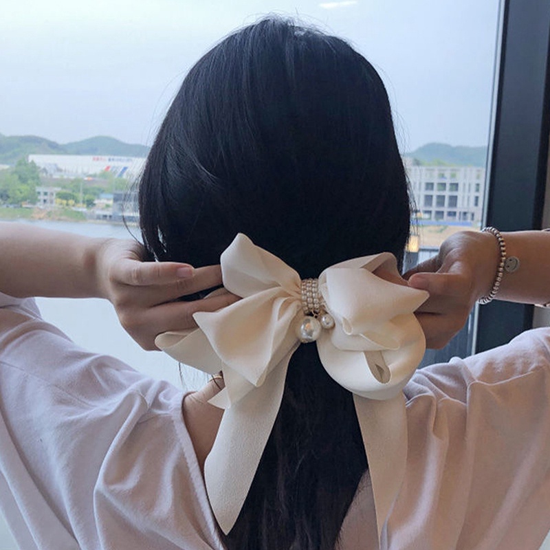 Ygt Kẹp Tóc Hình Nơ Đính Ngọc Trai Cỡ Lớn Phụ Kiện Tóc Dành Cho Bạn Nữ