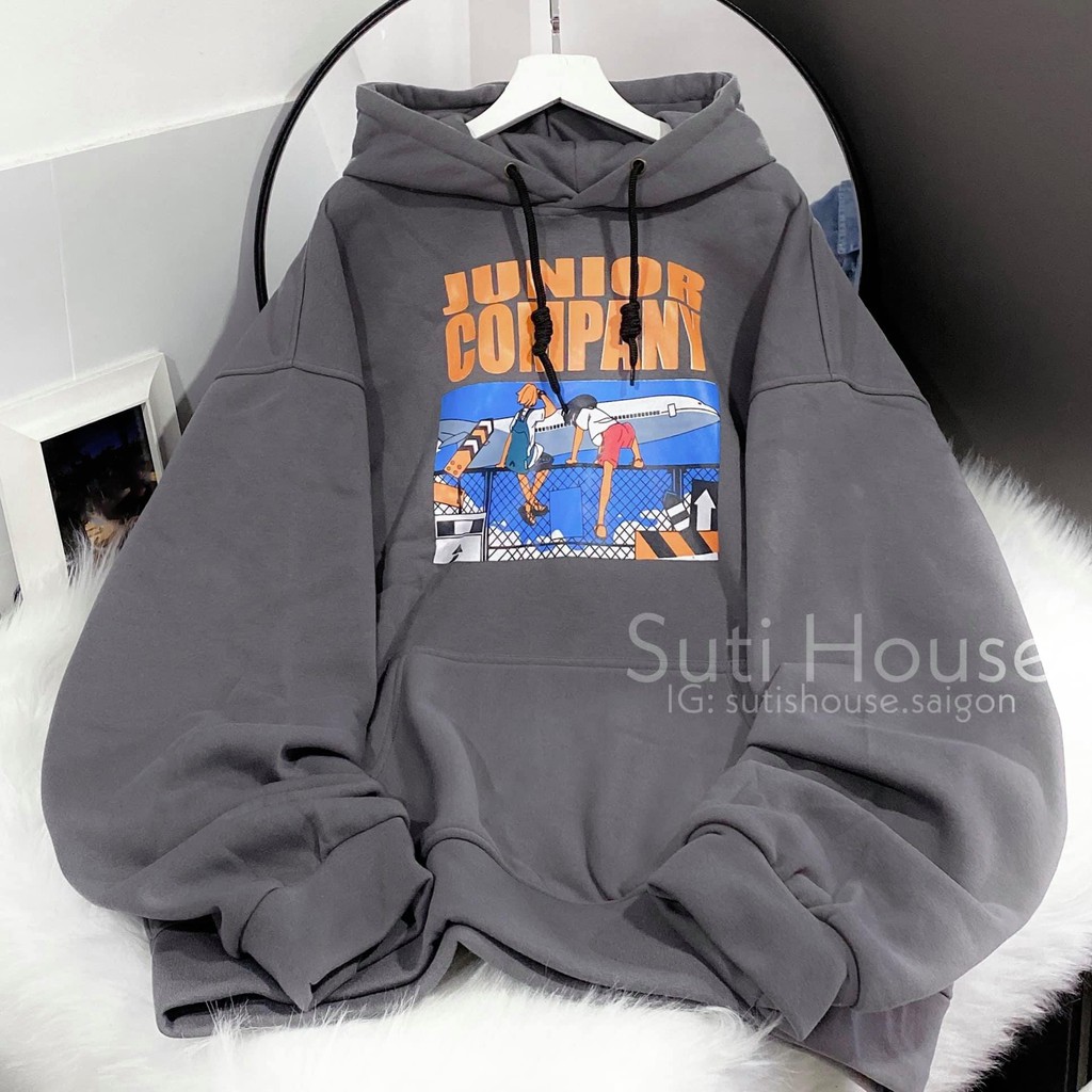 [ẢNH THẬT] Áo Hoodie Unisex In Hình Company Màu Xám Xi Măng Chất Vải Mềm Mịn Form Rộng Phong Cách Ulzzang Xinh Xắn - Sut