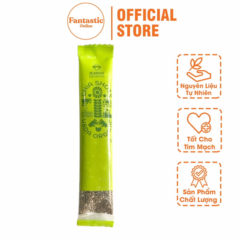 Shot Hạt Chia Organic DK Harvest - Gói lẻ 6g/shot - Hạt chia đen chính hãng. Hạt chia giảm cân, Hạt chia hữu cơ