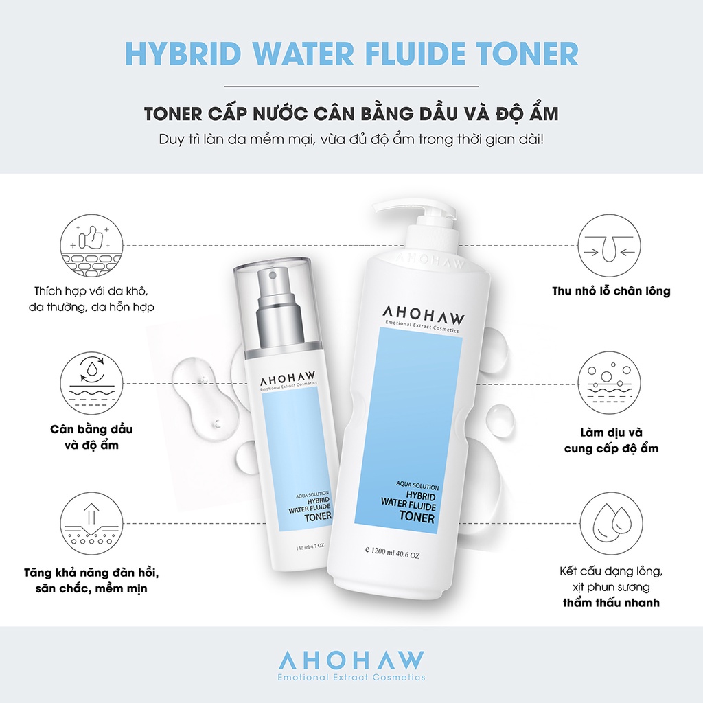 Toner giúp cân bằng da - cấp ẩm và phục hồi Hybird Water Fluide Toner (140 ml - 1200 ml)