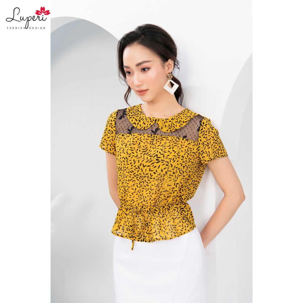 [Mã LT50 giảm 50k đơn 250k] Áo Sơ Mi Nữ Tay Lỡ Phối Ren Cổ Tròn Bo Gấu LUPERI LFSM1147 Chất Liệu Voan Cho Nữ Công Sở