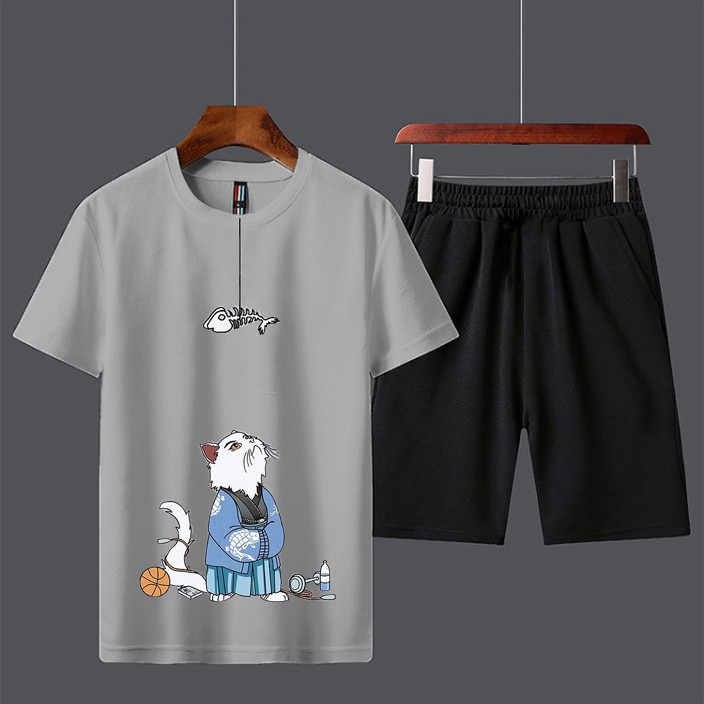Combo Bộ Quần Áo Hè Thun Nam Áo Tay Ngắn Cổ Tròn Mèo Phối Quần Short Đùi ZENKONAM MEN TOP 136 + SHORTS 050 | BigBuy360 - bigbuy360.vn