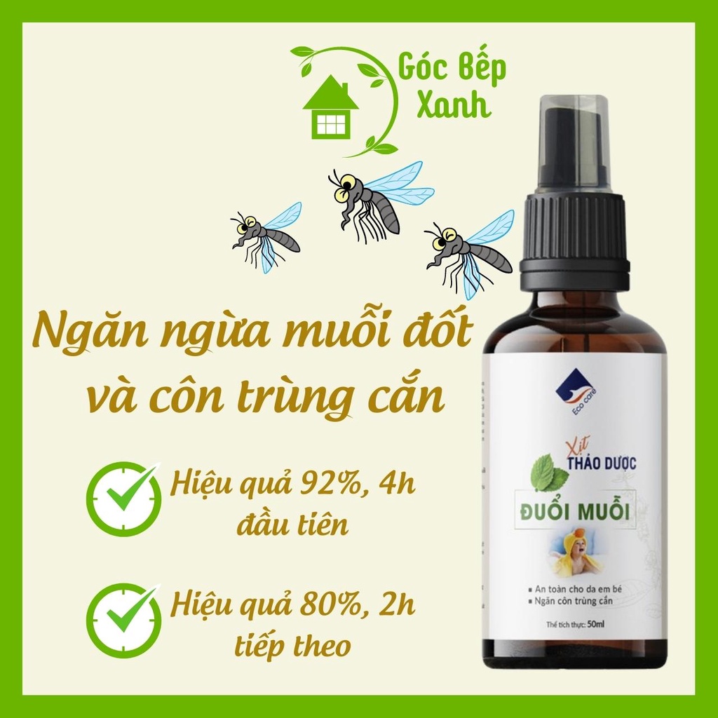 Chai xịt  đuổi muỗi Ecocare thảo dược, xua đuổi muỗi và côn trùng, dung tích 50ml -100ml