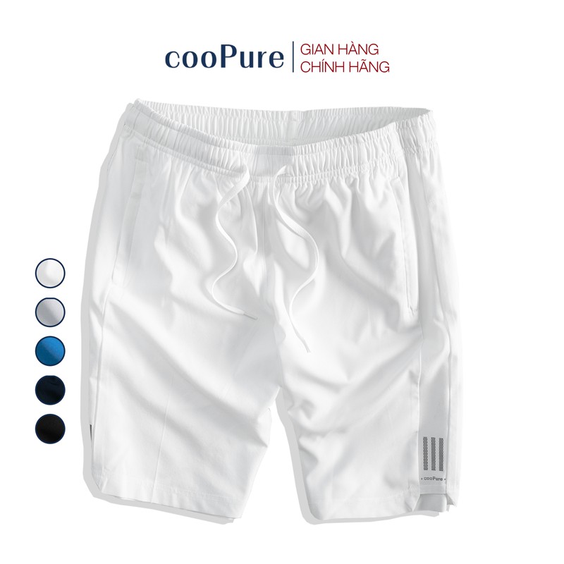 Quần sooc thể thao cooPure màu trắng chất liệu gió, điểm nhấn Triple Line NO.2065 (5 màu)