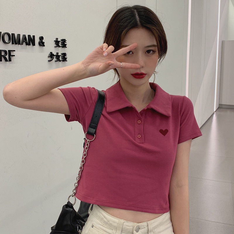 SUXI Áo polo Tay Ngắn Cổ POLO Màu Sắc Đơn Giản Thời Trang Mùa Hè Dành Cho Nữ