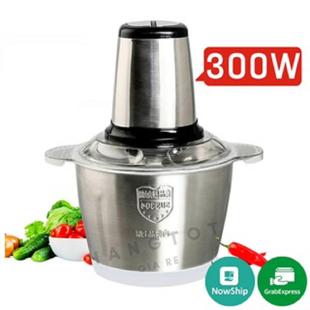 Máy Xay Thịt Cối Inox 4 Lưỡi Đa Năng Xay Cua, Cá, Tỏi Ớt, Các Loại Rau Củ Quả, Bảo Hành Toàn Quốc