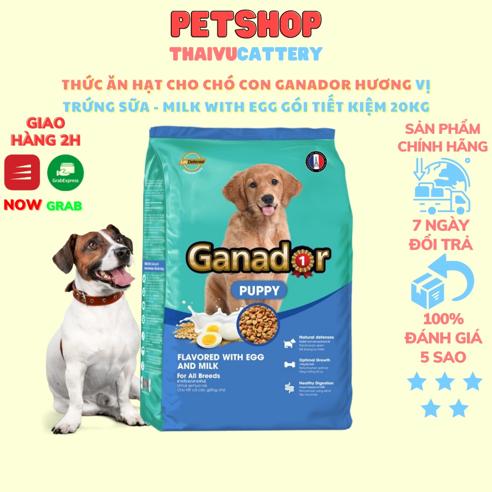 Thức ăn hạt Cho chó Con Ganador Puppy vị Trứng Sữa - EGG WITH MILK BAO TIẾT KIỆM 20KG