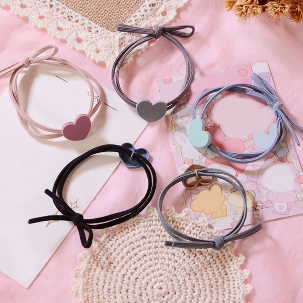 Set 2 dây thun cột tóc handmade trái tim nhiều màu dễ thương style hàn quốc - namimi