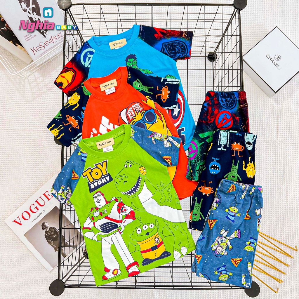 Bộ lửng đùi cotton borip cho bé trai, Quần áo trẻ em vải xuất xịn mịn mát phù hợp đi chơi, đi học, mặc nhà đẹp