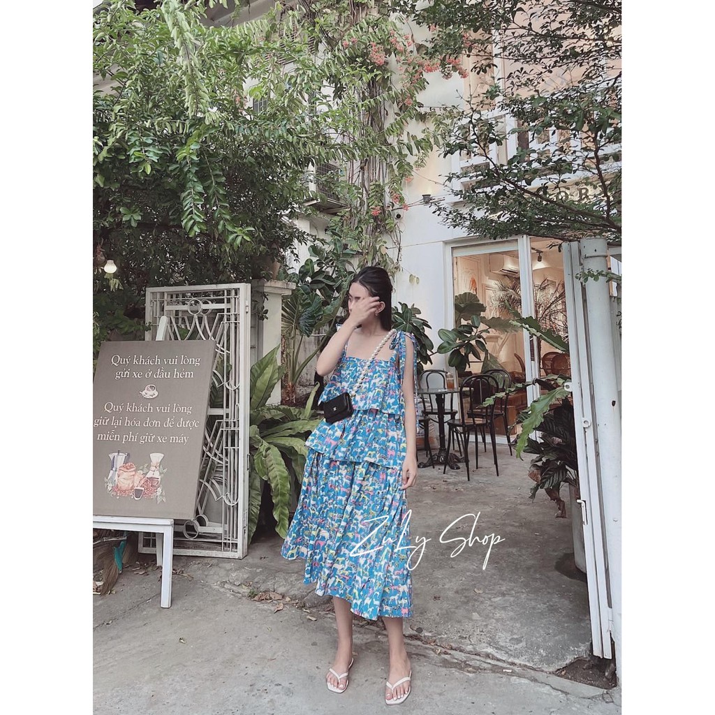 [KÈM QUÀ TẶNG] Váy hai dây xòe tầng màu xanh trời cực đẹp ZuLyShop | BigBuy360 - bigbuy360.vn