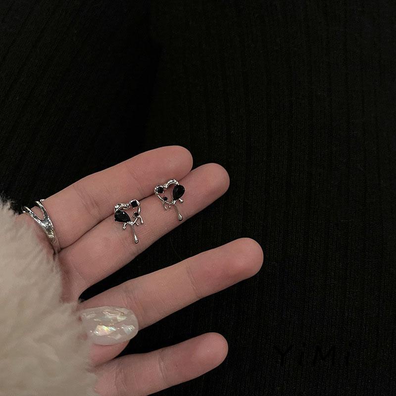 Bông tai mạ bạc 925 hình trái tim thời trang phong cách Hàn Quốc cho nữ