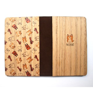 Ví đựng Passport gỗ con Chó - PC022