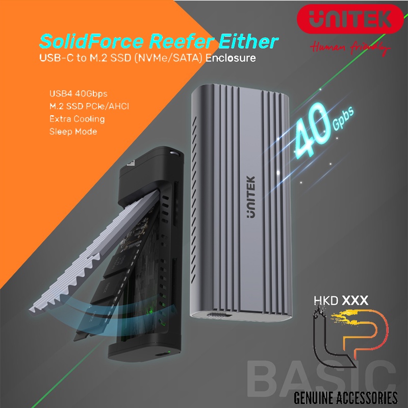 HỘP ĐỰNG Ổ CỨNG SSD TYPE-C 10GB RA CỔNG M2 PCLE/SATA ENCLOSURE S1225A UNITEK