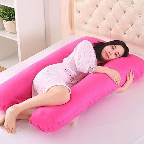 Gối Ôm Bà Bầu Chữ U Vải Nhung Mịn TẶNG KÈM BÔNG GÒN SIÊU ÊM SIÊU DÀY