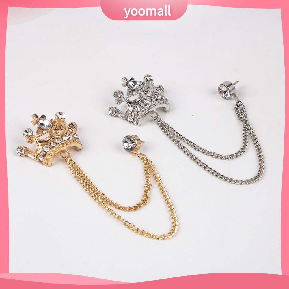 Ghim Cài Áo Hình Vương Miện Phối Dây Xích Tua Rua Phong Cách Cổ Điển Thời Trang Cho Nam Và Nữ