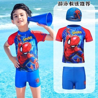 Áo bơi hình siêu nhân nhện liền thân cộc tay cho bé trai lớn tuổi