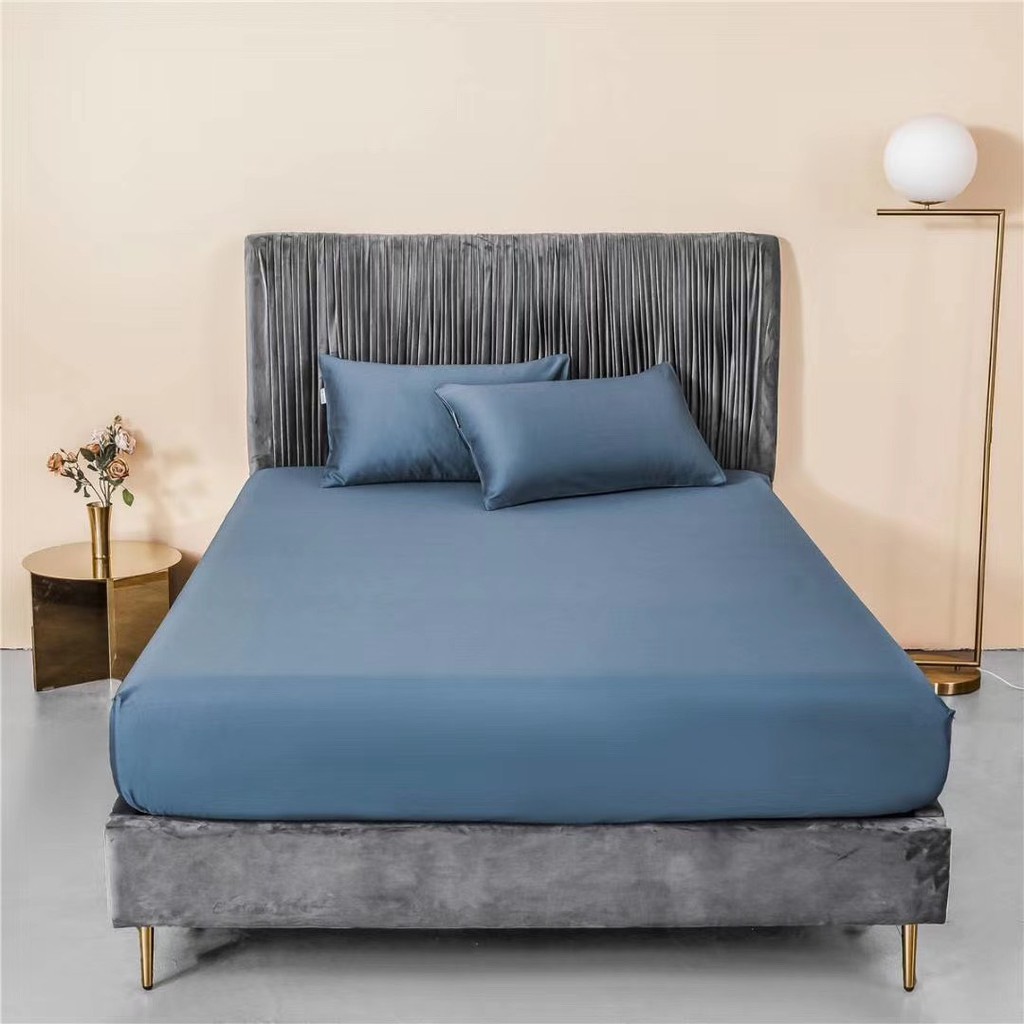 Bộ ga giường cotton lụa đơn sắc mật độ vải 60s vô cùng mềm mịn | BigBuy360 - bigbuy360.vn