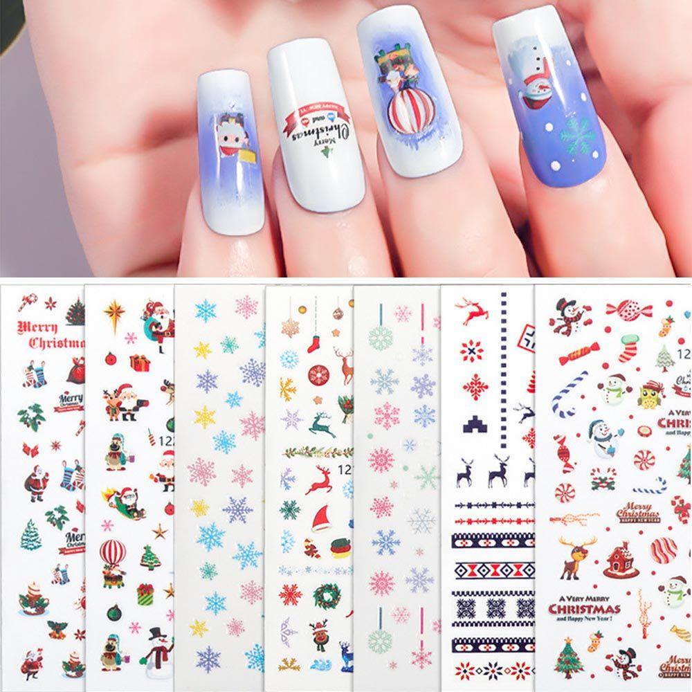 Miếng Dán Trang Trí Móng Tay Họa Tiết Giáng Sinh Xinh Xắn
