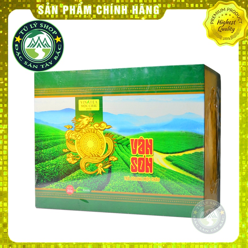 Hộp Trà biếu Cao Cấp Ô Long Vân Sơn 200g - Trà Ô Long Mộc Châu Thượng Hạng(Chính hãng Công ty Chè Mộ