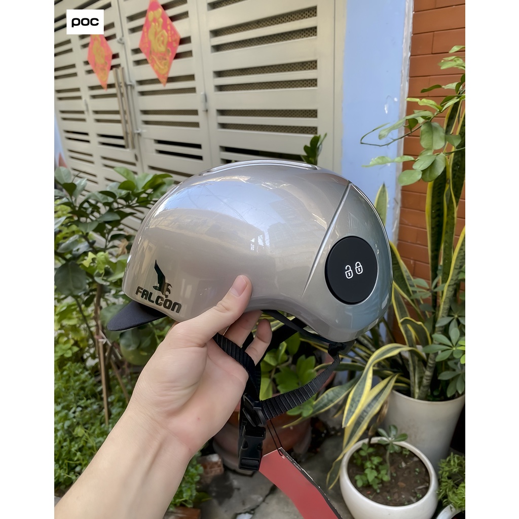 NÓN FALCON F05 MÀU XÁM BẠC KÈM TÚI VÀ HỘP CHÍNH HÃNG