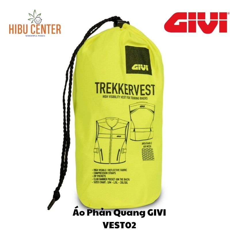 Áo Khoác Phản Quang Bảo Hộ GIVI VEST02 - Vàng Neon | TREKKER VEST VEST02  | Hàng Chính Hãng - Hibucenter