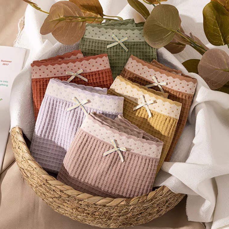 Quần lót nữ cotton viền ren , quần lót dễ thương cạp thấp mông 93 cm Q901