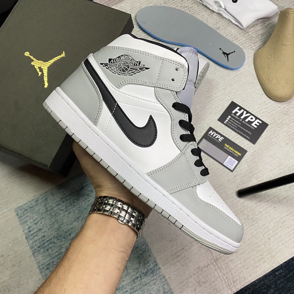 Giày Jordan cổ cao nam nữ màu ghi xám ❤️ Giày thể thao nam nữ sneaker Jordan cao cổ ghi xám Full Box