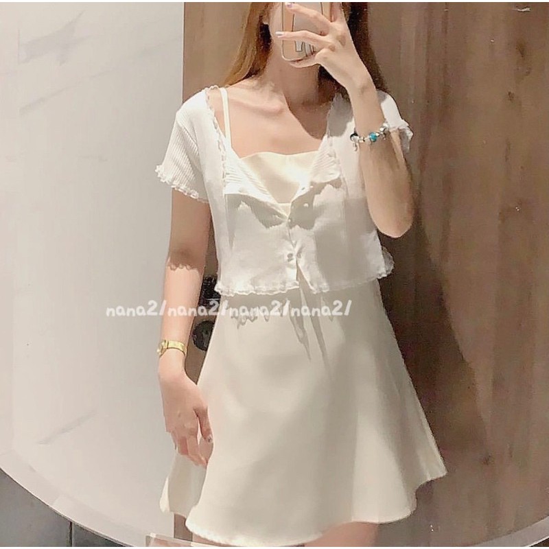 [ẢNH THẬT] Váy hai dây, dáng chữ A, quai điều chỉnh ngắn dài( k kèm áo) | BigBuy360 - bigbuy360.vn