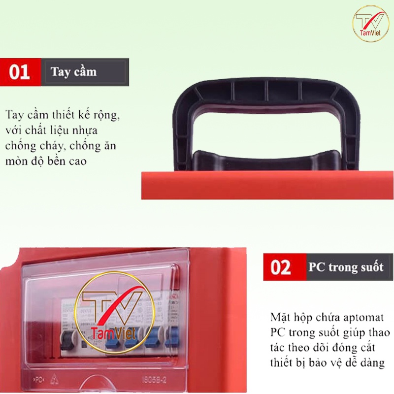 Tủ điện công nghiệp Tâm Việt, hộp nguồn công nghiệp 4 ổ cắm 16A 1 pha 220V