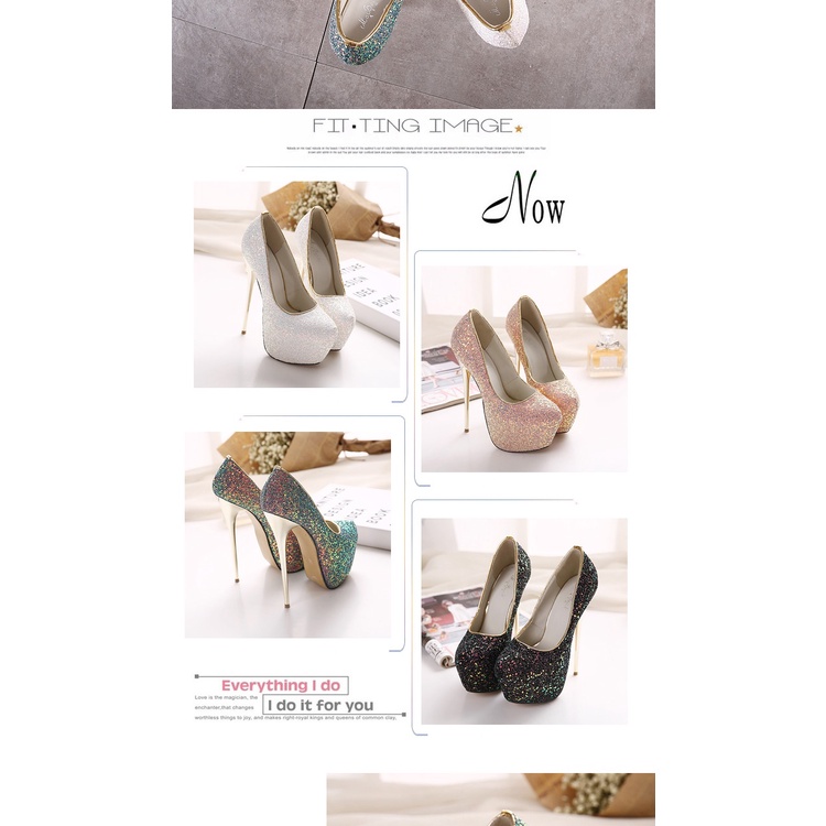 Giày Cao Gót 19cm / 16cm / 18cm / 20cm / 22Cm Đính Kim Sa Thời Trang Quyến Rũ Cho Nữ