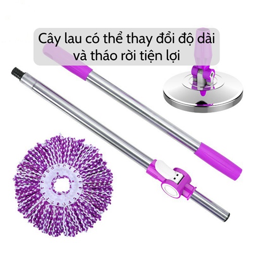 Chổi lau nhà SALE Cây lau nhà thay thế xoay 360 độ thông minh inox cao cấp kèm bông lau vệ sinh nhà cửa tiện lợi