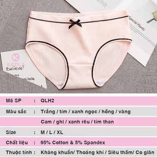 Quần lót nữ cotton gân tăm gắn nơ, quần lót nữ dễ thương kiểu Nhật thoáng khí mẫu mới QLH89 | BigBuy360 - bigbuy360.vn