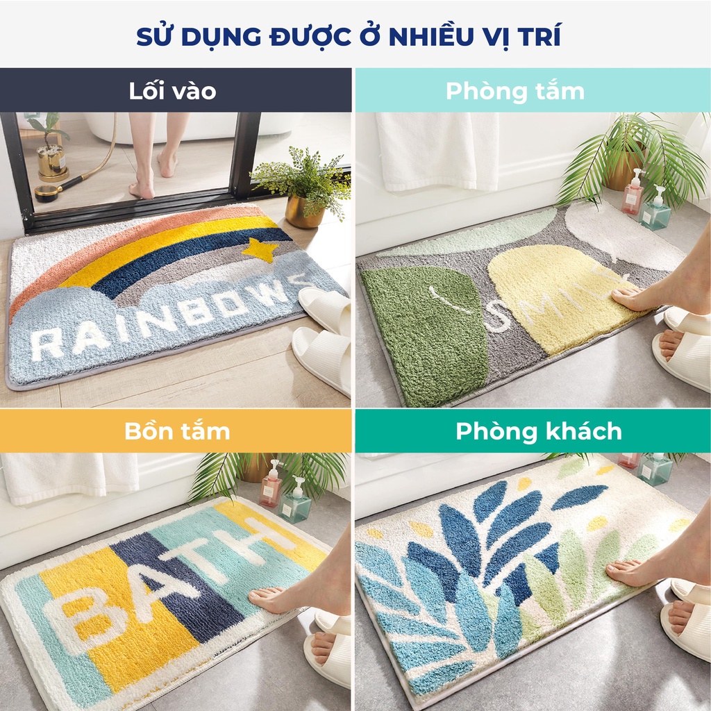 Thảm lau chân thấm nước 3D fesson, Thảm chùi chân chống trượt cao cấp 40x60cm (chọn mẫu)