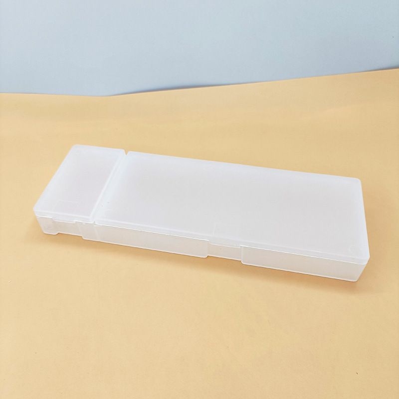 Hộp nhựa mờ 2 ngăn dùng để đựng bút viết, phụ kiện nail, văn phòng phẩm