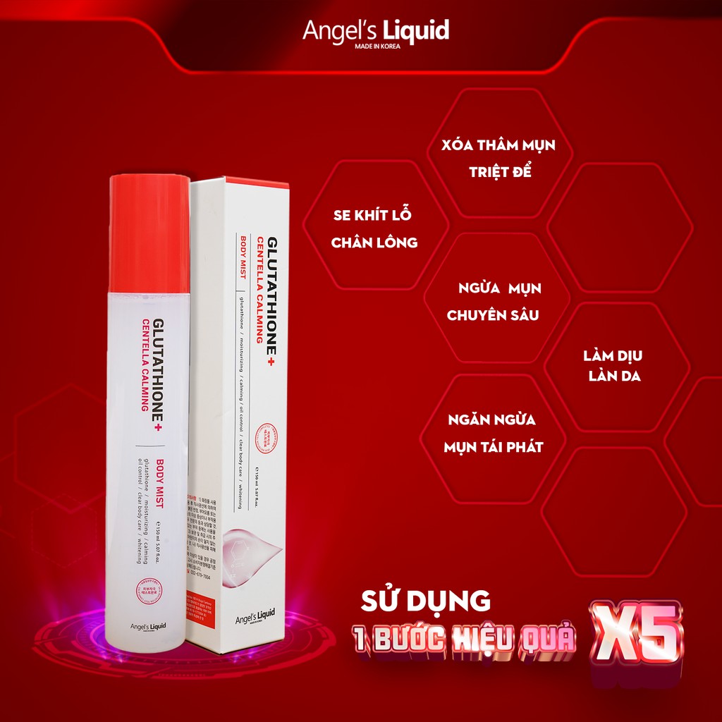 Xịt giảm mụn lưng Angel Liquid Glutathione Plus Centella Calming Body Mist 150ml | BigBuy360 - bigbuy360.vn