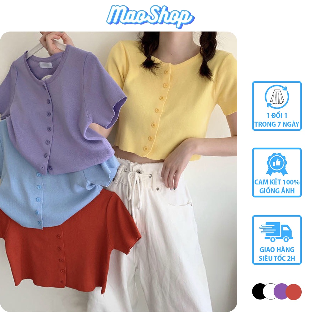 Áo Dệt Kim Len Tăm Ngắn Tay Ulzzang Hàn Quốc dáng croptop C52 - Maoshop